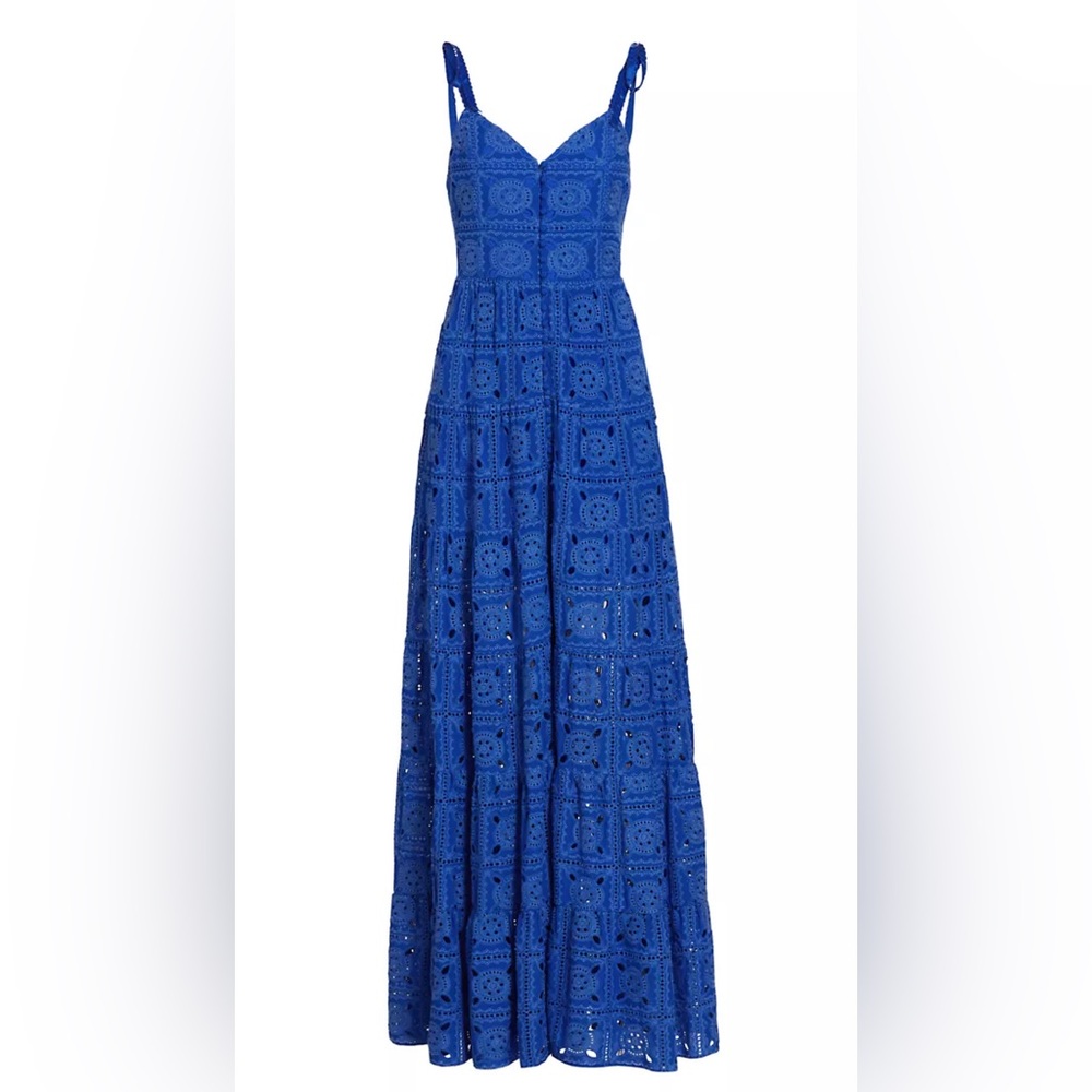 Size 4 Alice + Olivia Shanti Sleeveless Eyelet Maxi Dress Sapphire Blue